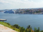Cruise ship in Havana harbor. While anglos are eager to visit Cuba, they fear that mass tourism will destroy a beautiful and authentic culture. Cuidado!