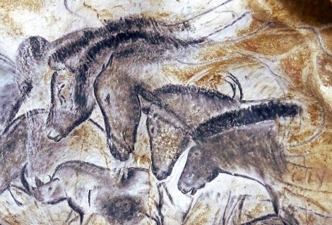 Horses drawn 36,000 years ago at the Chauvet Cave in Ardeche, Pont d'arc. © Patrick Aventurier Caverne du Pont d'Arc